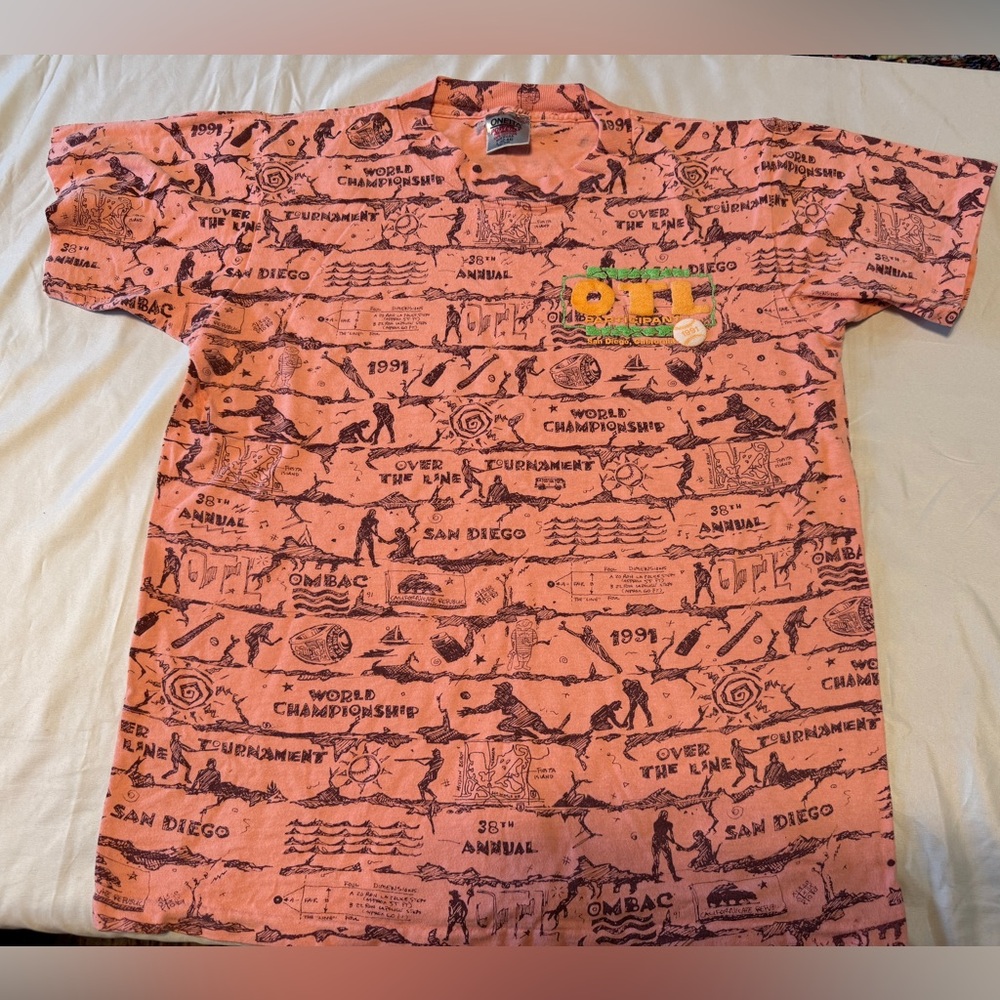 Vintage Onieta 1991 OTL San Diego World Champion Tee L | All Over Surf Print - Picture 2 of 13